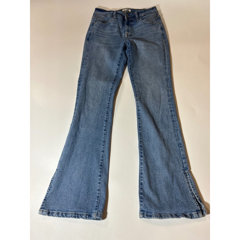 Kensie Jeans Flare Denim Womens 25 Blue Good Side Slit Vintage Luxe High Rise